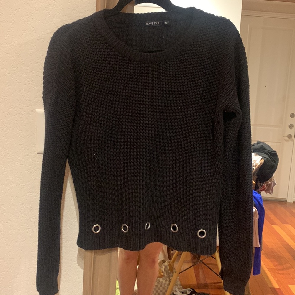 Brave Soul black Sweater with Eyelets - Picture 5 of 10